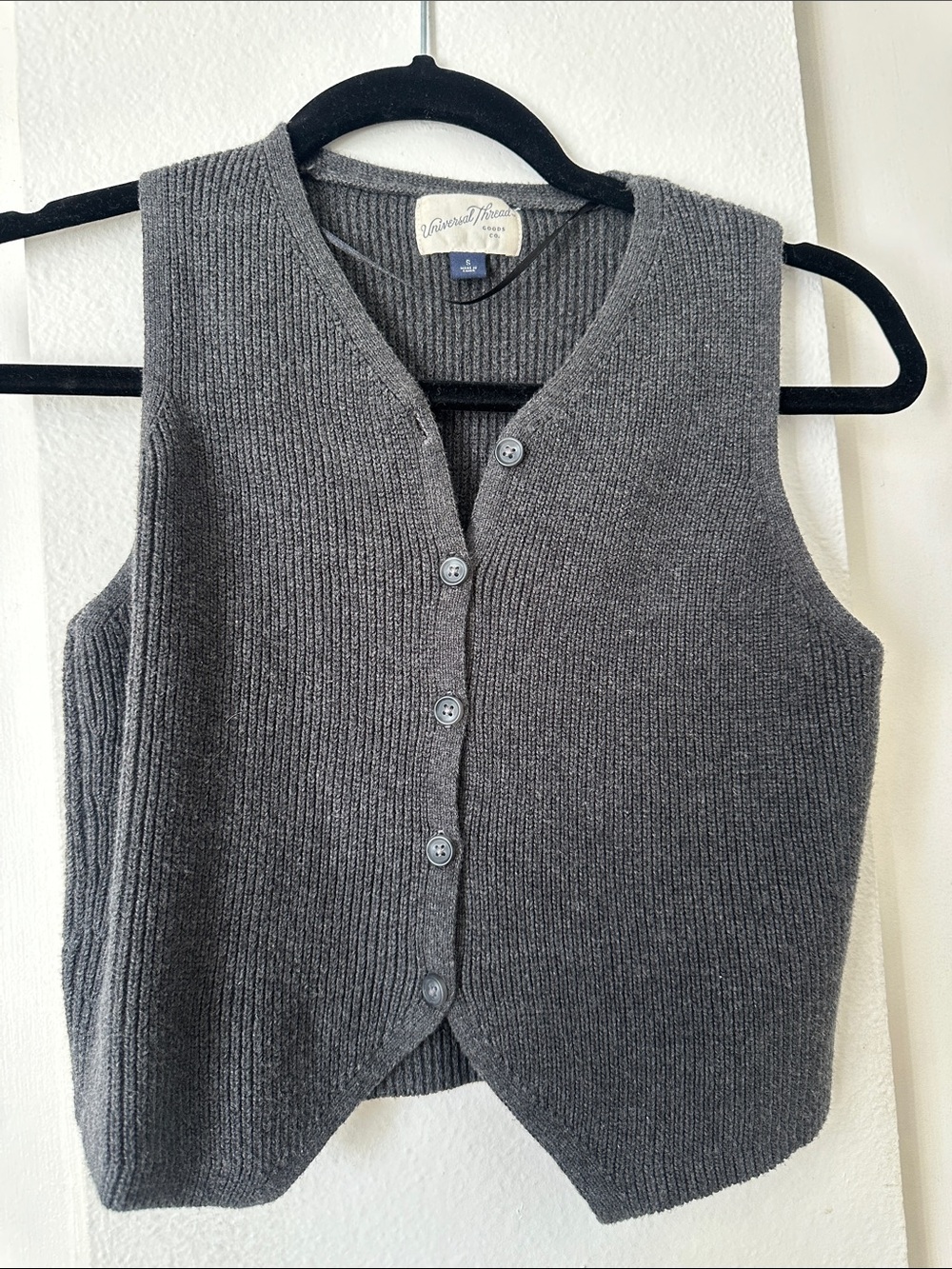 Target universal threads Dark Gray Ribbed V-Neck Button Sweater Vest